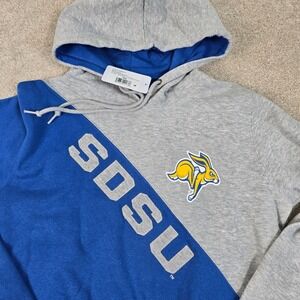 Blue 84 SDSU Jackrabbits Hoodie‎ Mens Medium Gray Blue Diagonal Contrast NWT